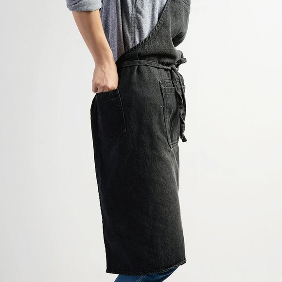 Washed Denim Work Apron with cross back strap - Picture 5 of 12